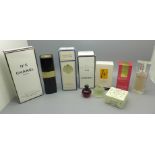 A collection of perfumes, Chanel No.19, Miss Dior Cherie, etc., (2 x Chanel No.5 almost empty)