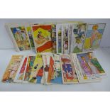 105 Vintage seaside comic postcards, mainly stamped from the 1960's and 1970's