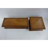 Two wooden inlaid boxes including a glove box