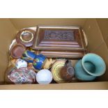 A small Arts and Crafts vase, assorted treen, pottery, etc. **PLEASE NOTE THIS LOT IS NOT ELIGIBLE