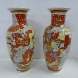 A pair of 19th Century Satsuma vases, 32.5cm