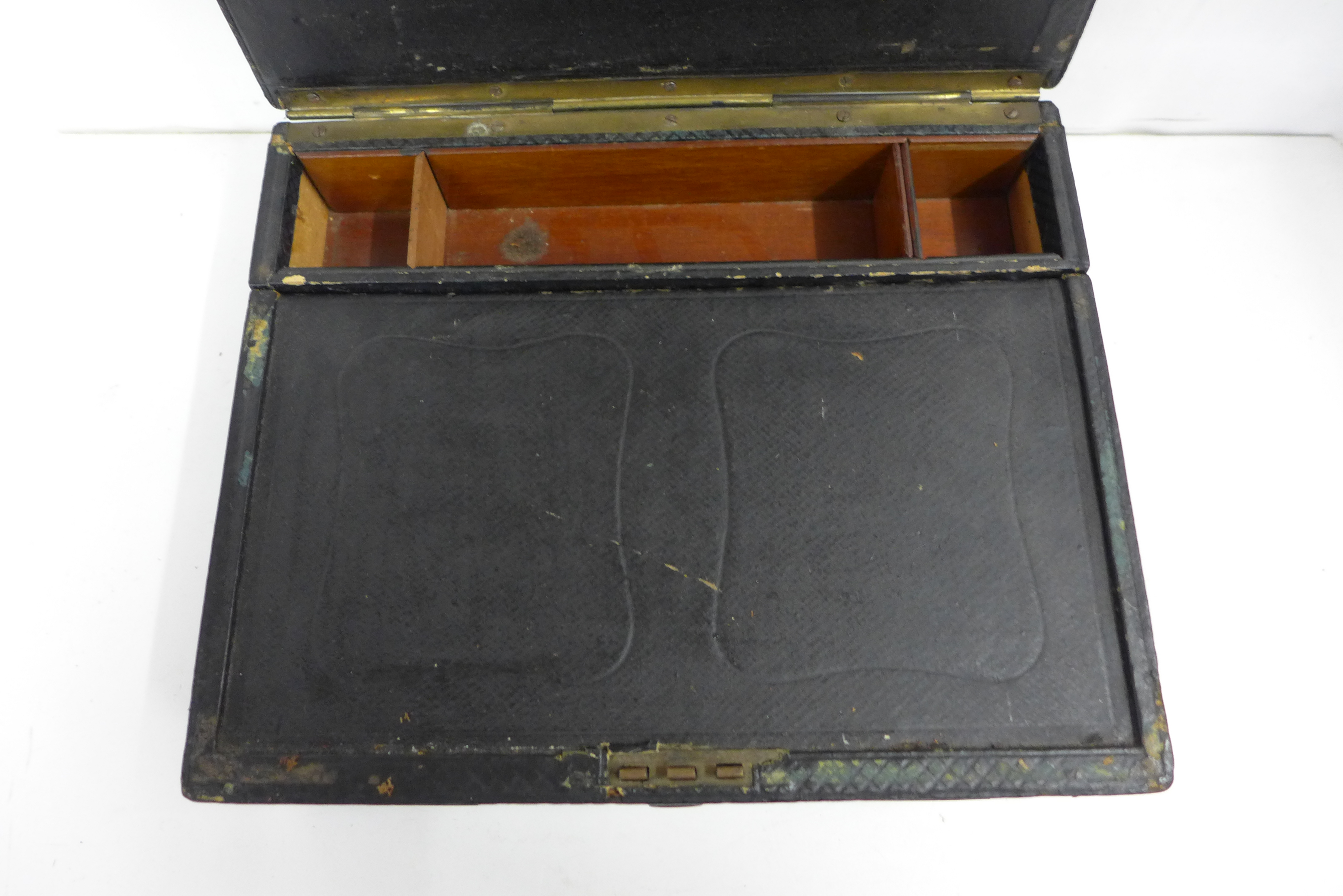A Victorian 19th Century leather covered writing box - Image 2 of 3