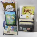 Stamps; bird stamps and covers in box