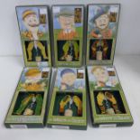 Six caricature The Leg Pull cork screws - boxed