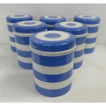 Six T. G. Green storage jars with green back stamp