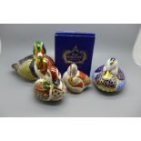 Four Royal Crown Derby Duck paperweights