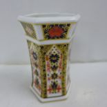 A Royal Crown Derby 1128 pattern hexagonal vase, 11.5cm