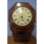 A Regency inlaid rosewood fusee wall clock