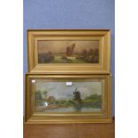Two English School landscapes, oils, framed