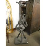 A large bronze abstract sculpture