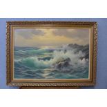 Continental School, coastal landscape, oil on canvas, indistinctly signed, framed