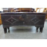 A 17th Century oak plank coffer