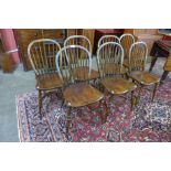 A set of seven elm and beech Windsor chairs