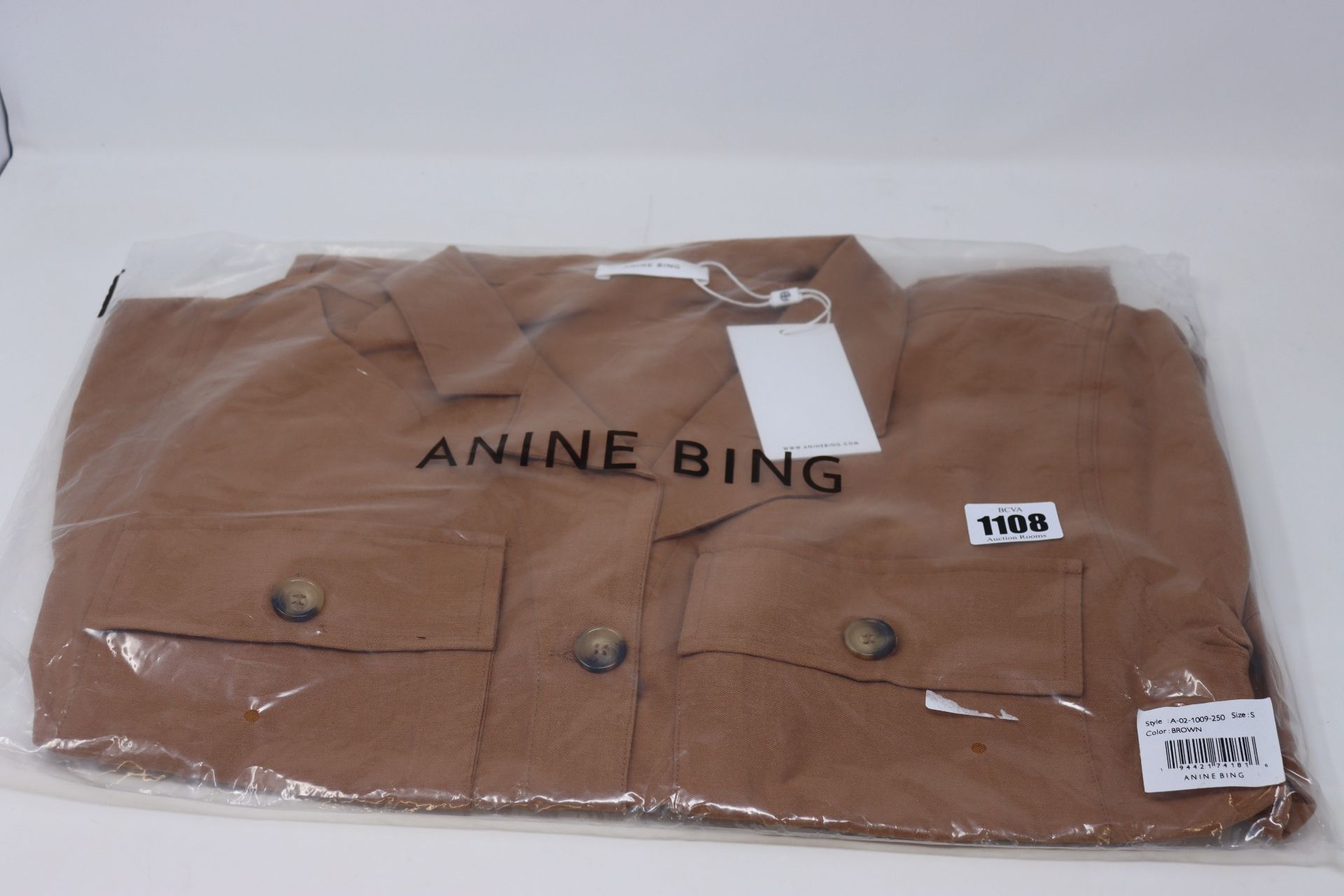 One as new Anine Bing Kaiden Belted Utility Dress In Brown size S (A-02-1009-250).