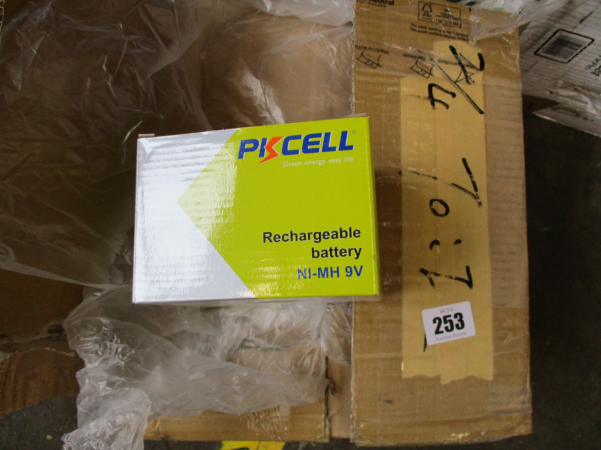 Twelve boxes of ten as new PK Cell NI-MH 9V (25mAh) rechargeable batteries.