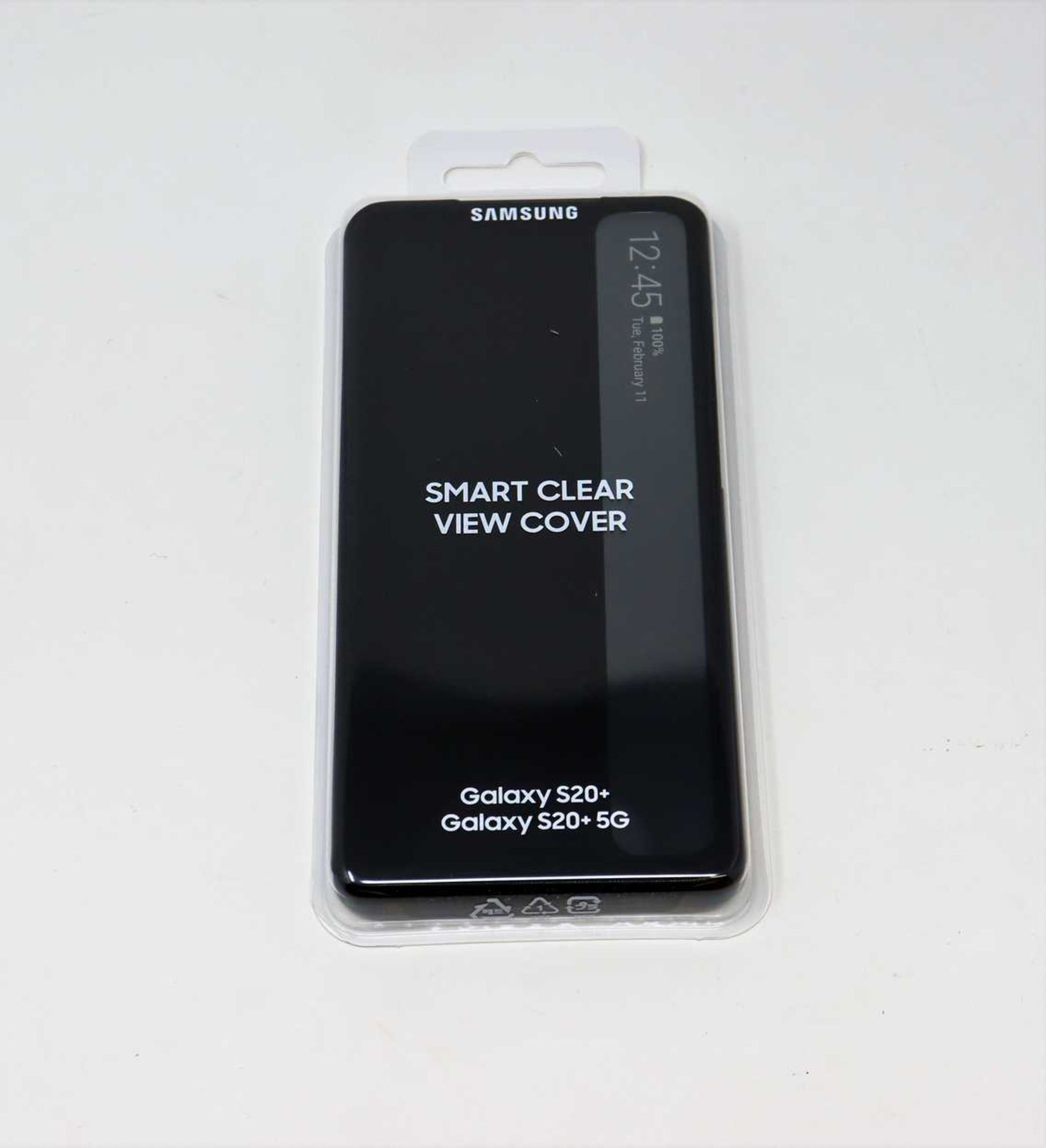 A boxed as new Samsung Clear View Cover EF-ZG985 in Black for Galaxy S20, S20 5G.