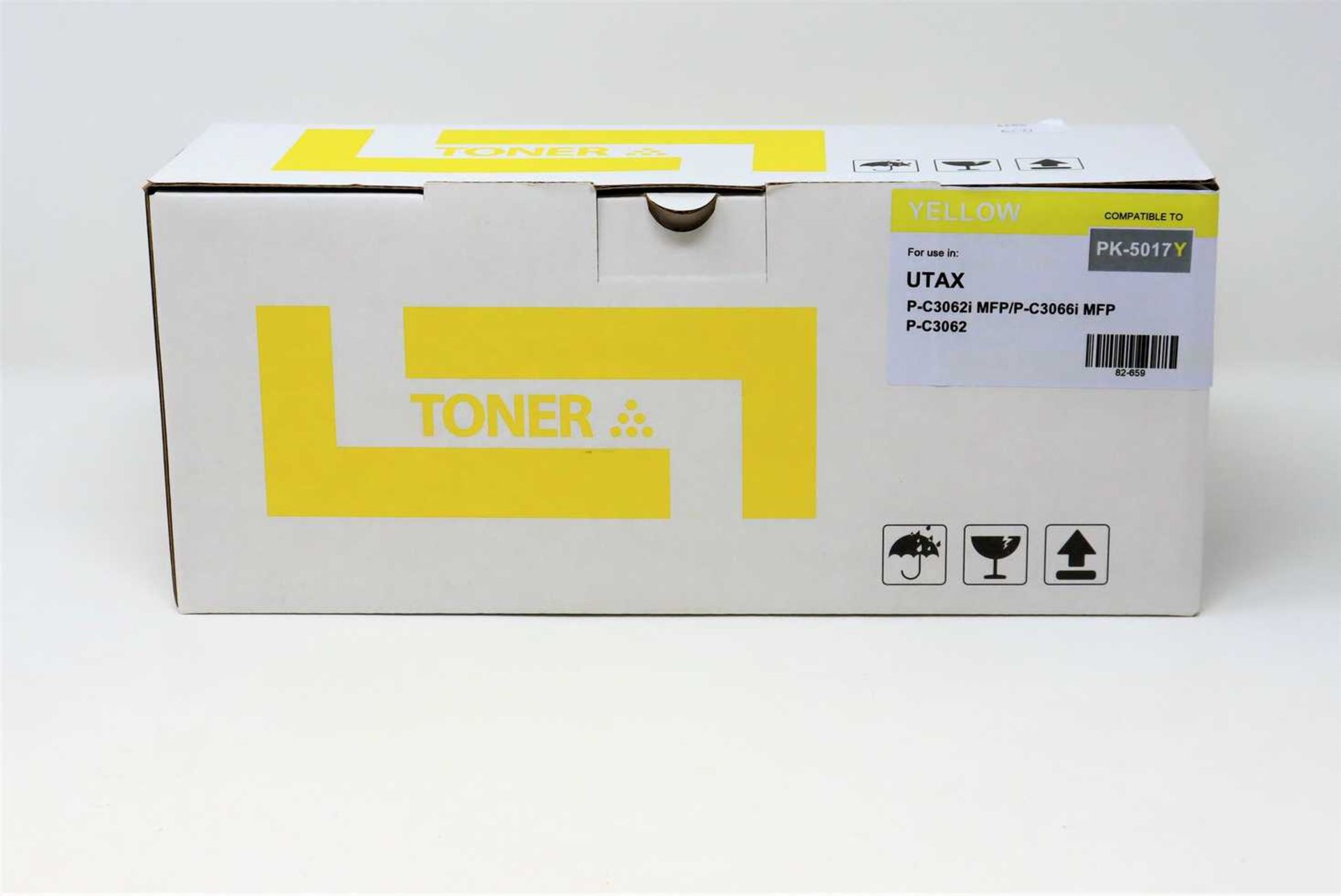 A boxed as new Non-Original Yellow Toner Cartridge compatible with UTAX PK-5017Y (box opened).