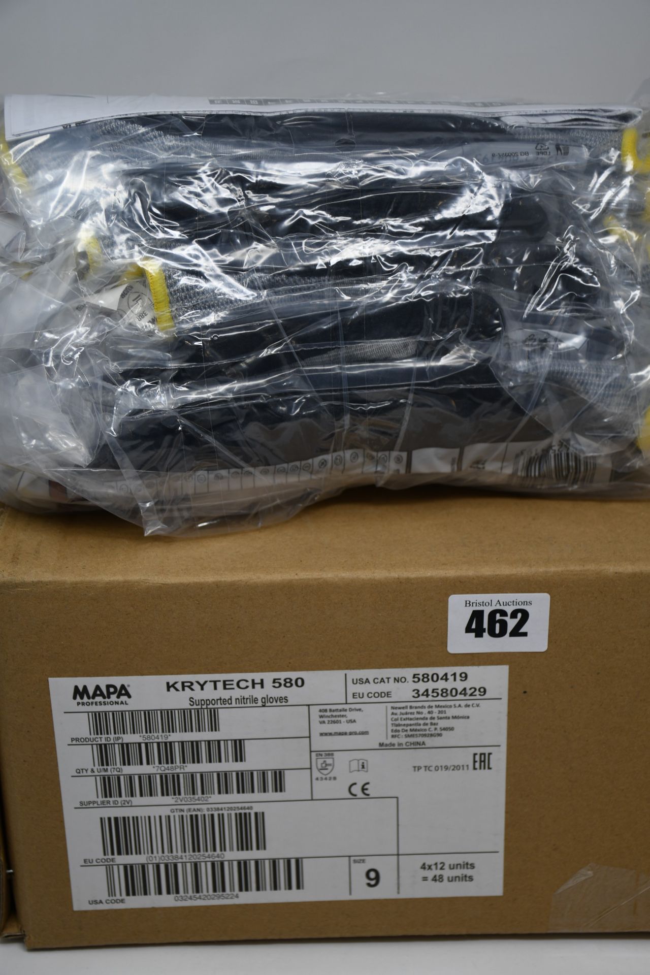 Forty eight pairs of as new Mapa Krytech 580 supported nitrile gloves (Size: 9).