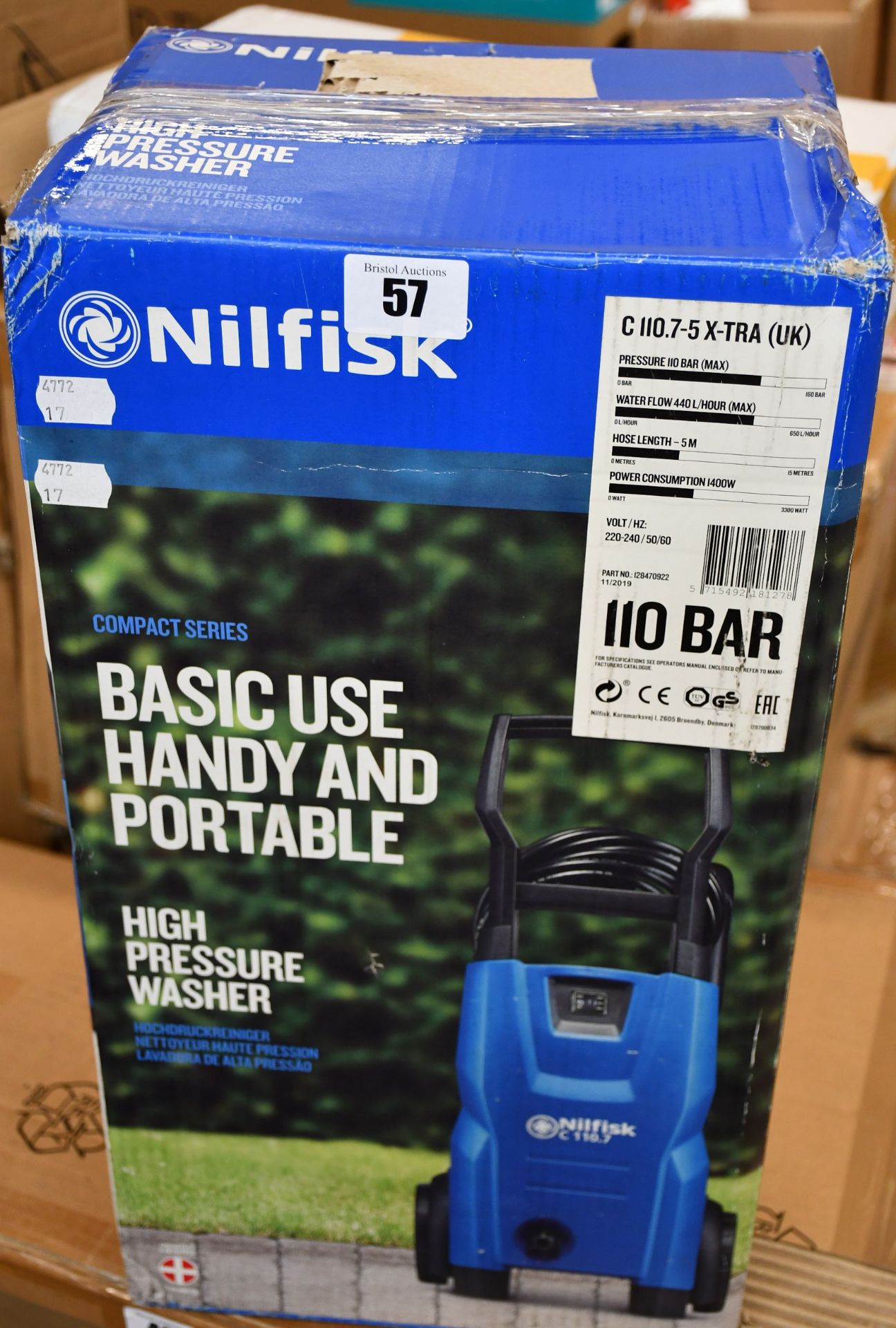 One boxed as new Nilfisk compact high pressure washer (110 Bar).