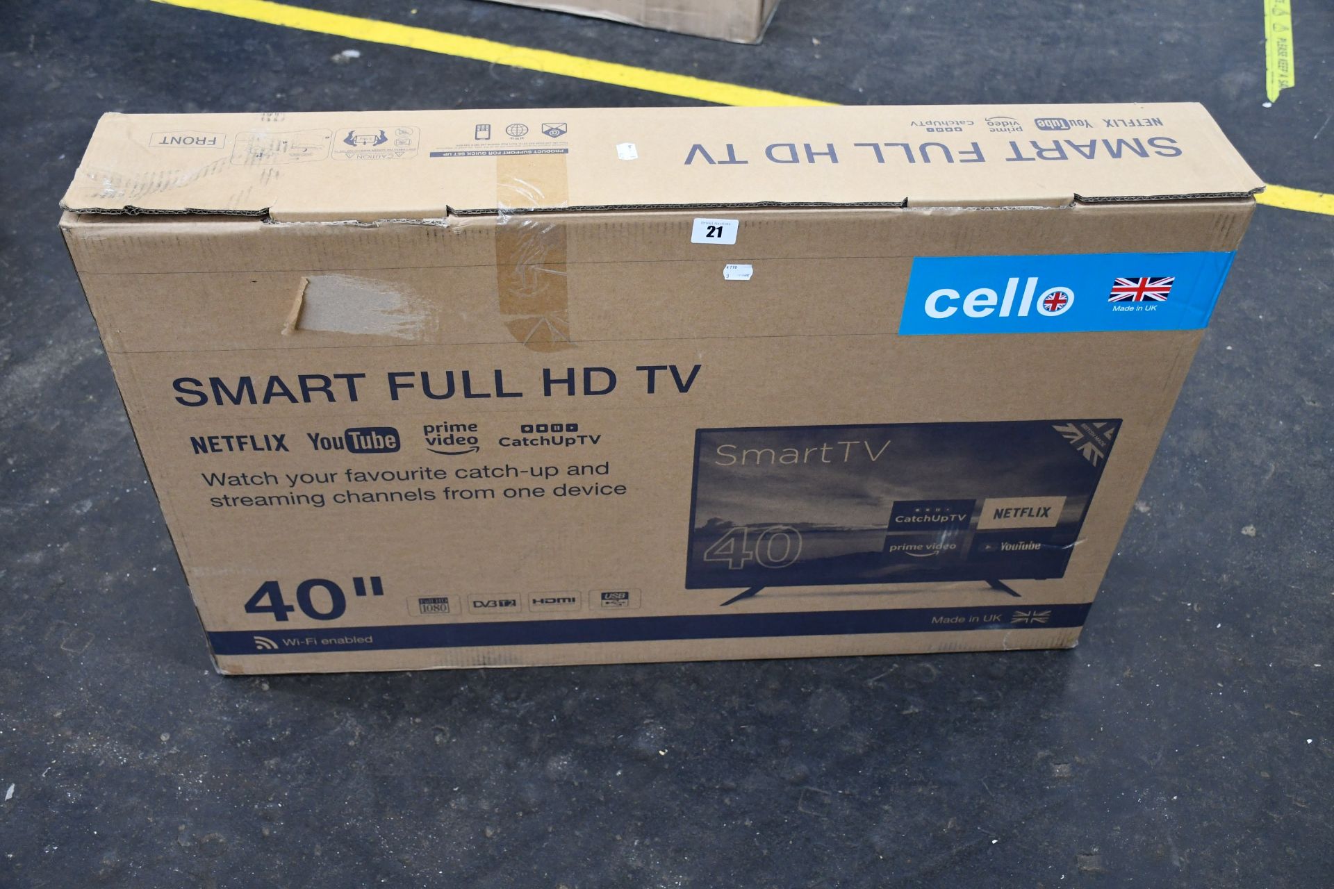 One boxed as new Cello 40inch smart full HD television.