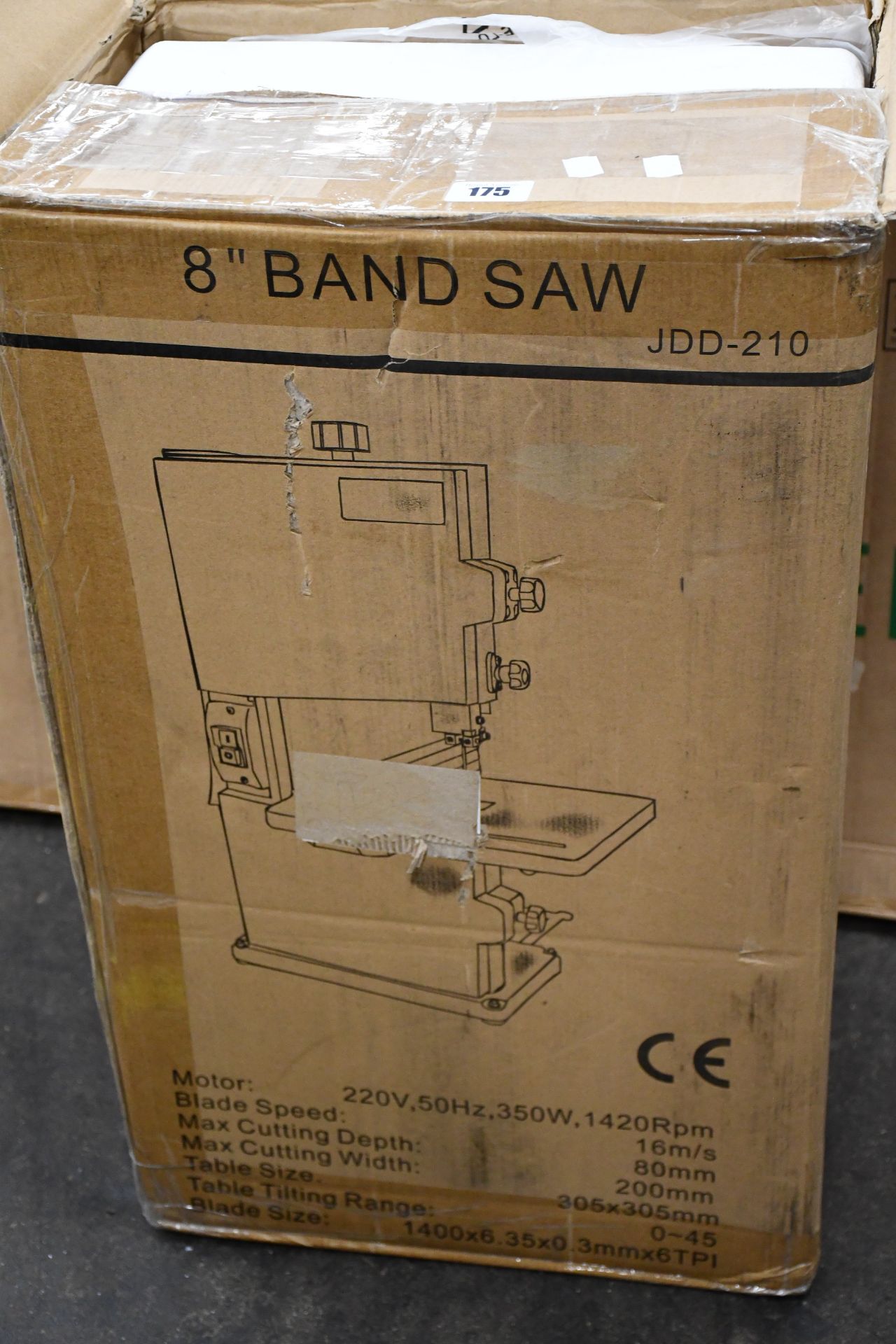 One boxed as new 8" bandsaw JDD-210 (80mm cutting depth, 200mm cutting width).