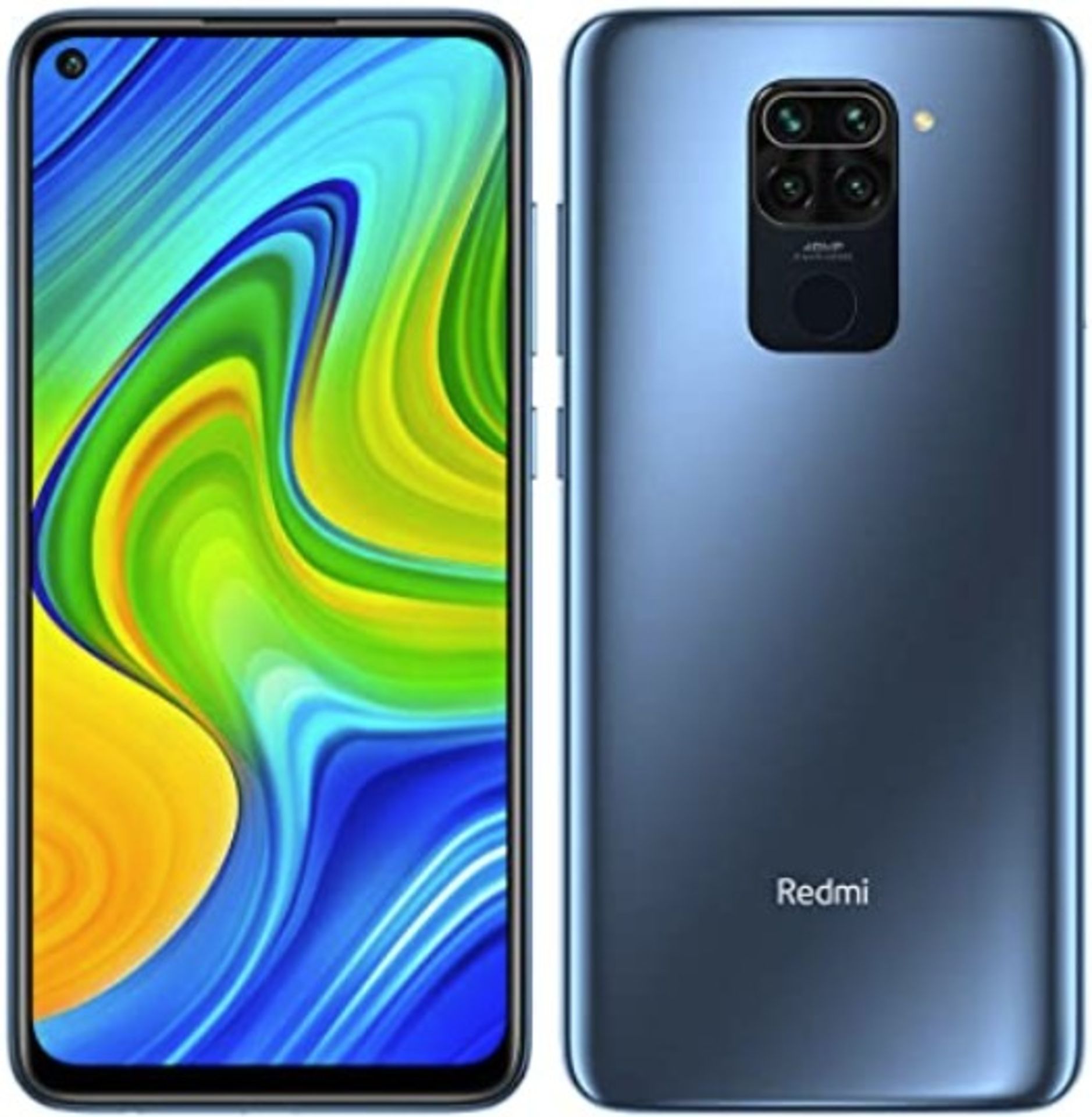 A boxed as new Redmi Note 9 Android Mobile Phone 4GB RAM 128GB Storage in Midnight Grey. Requires UK