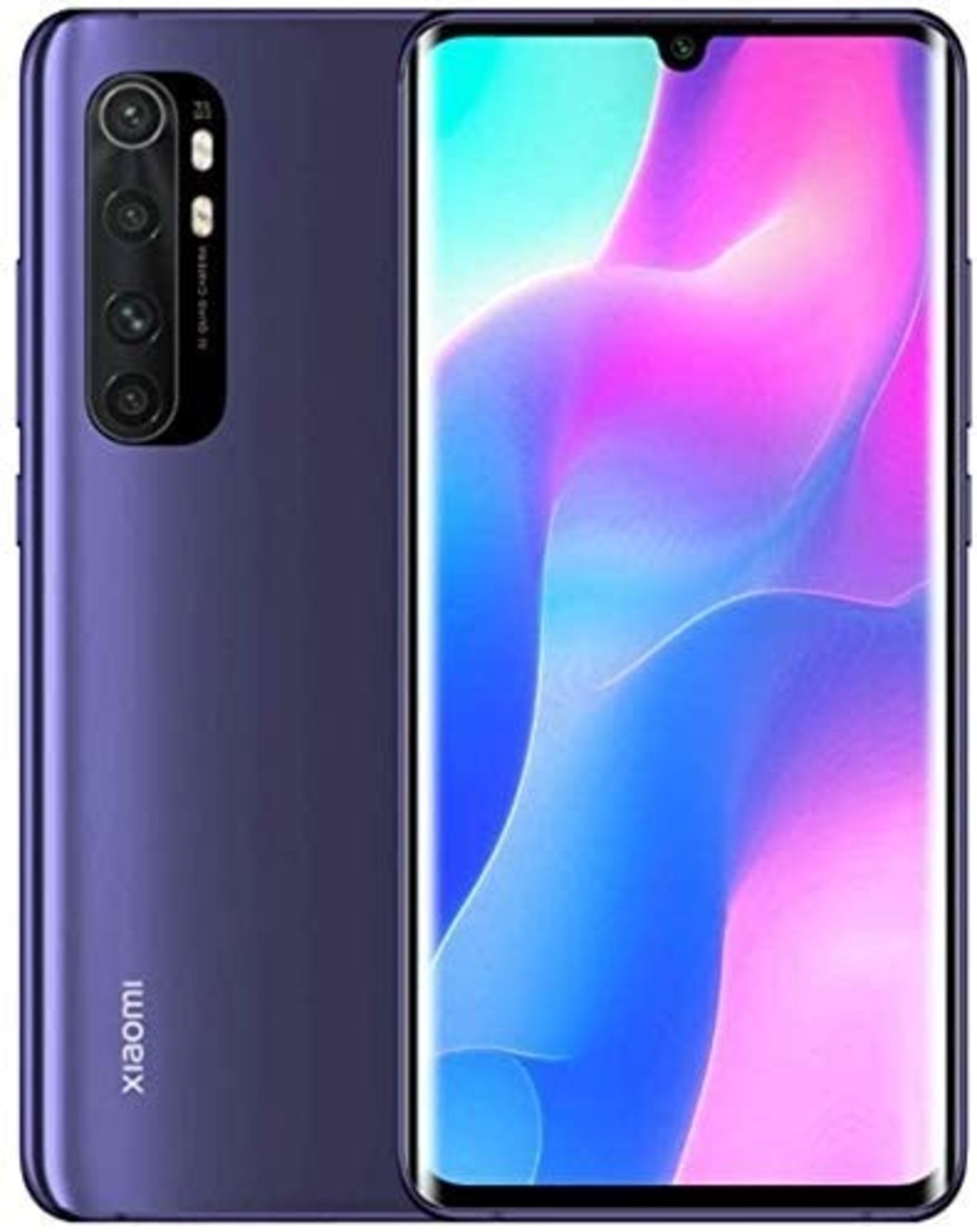 A boxed as new Xiaomi Mi Note 10 Lite Android Mobile Phone 6GB RAM 64GB Storage in Nebula Purple.