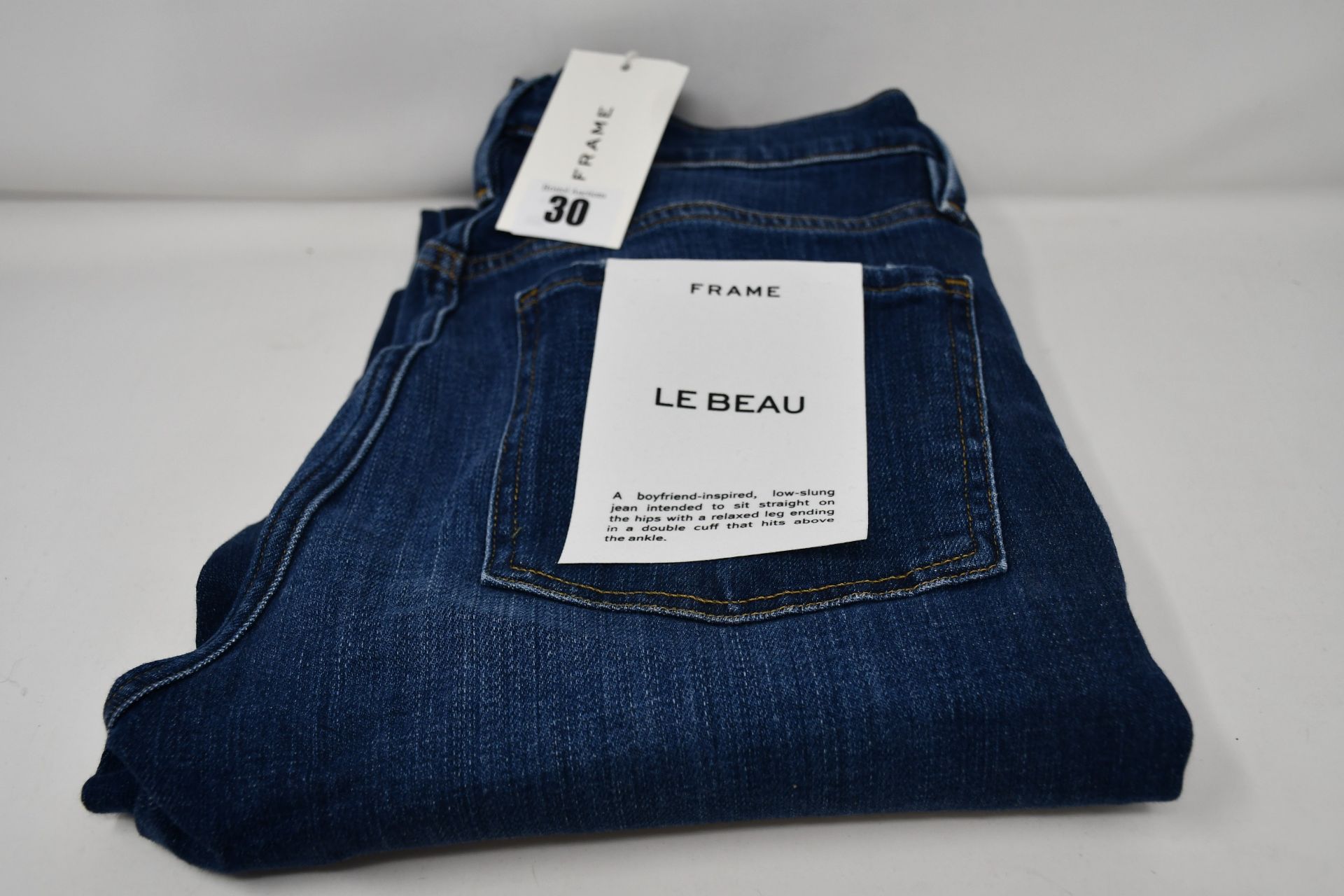 A pair of as new Frame Le Beau jeans in Burnside (Size 27).