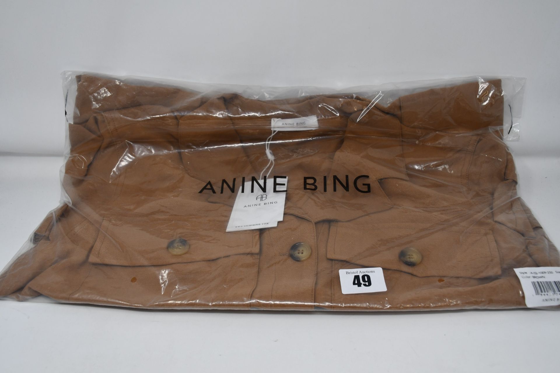 One as new Anine Bing Kaiden Belted Utility Dress In Brown size S (A-02-1009-250).