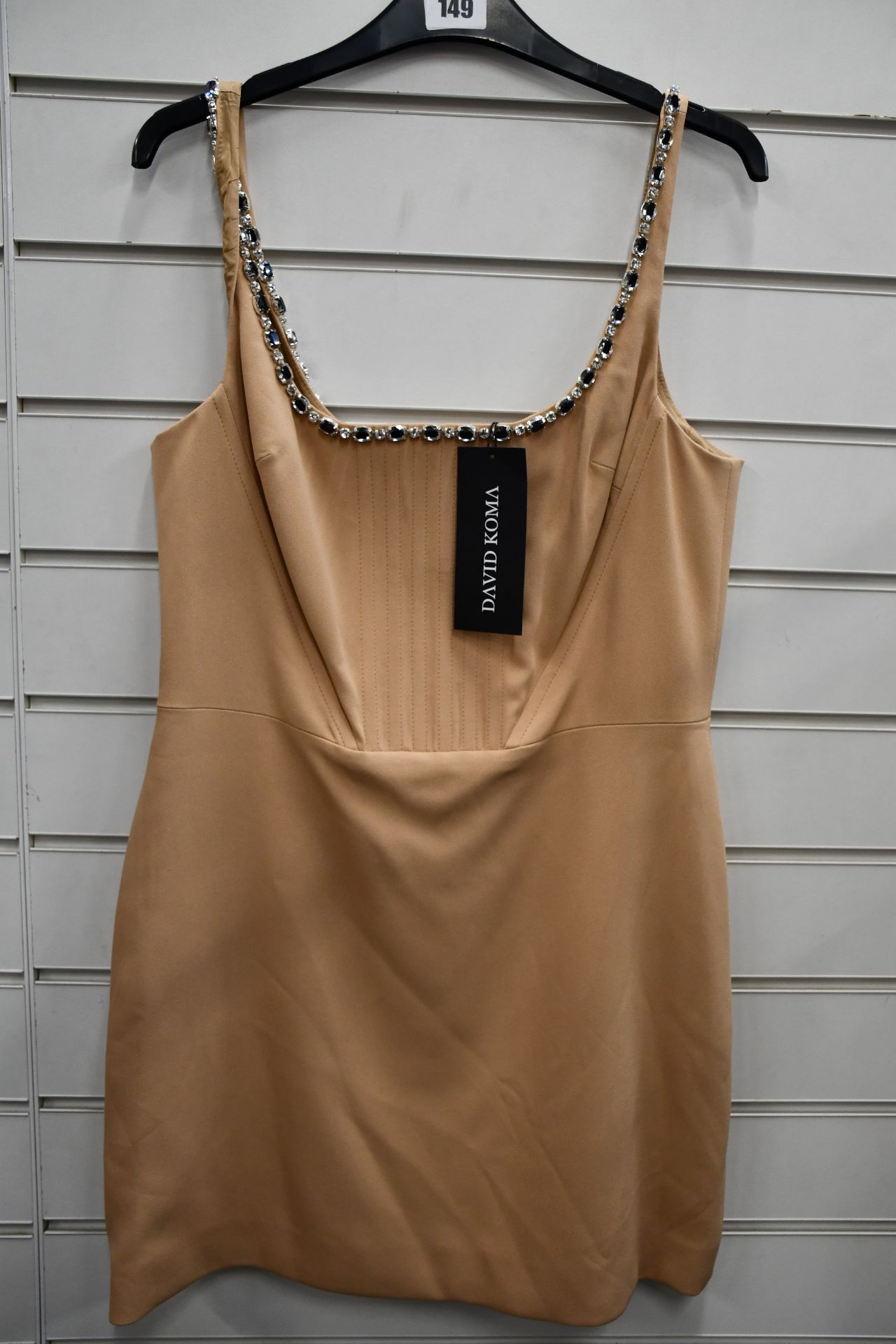 One as new David Koma Crystal Strap Crepe Mini Dress size 14.