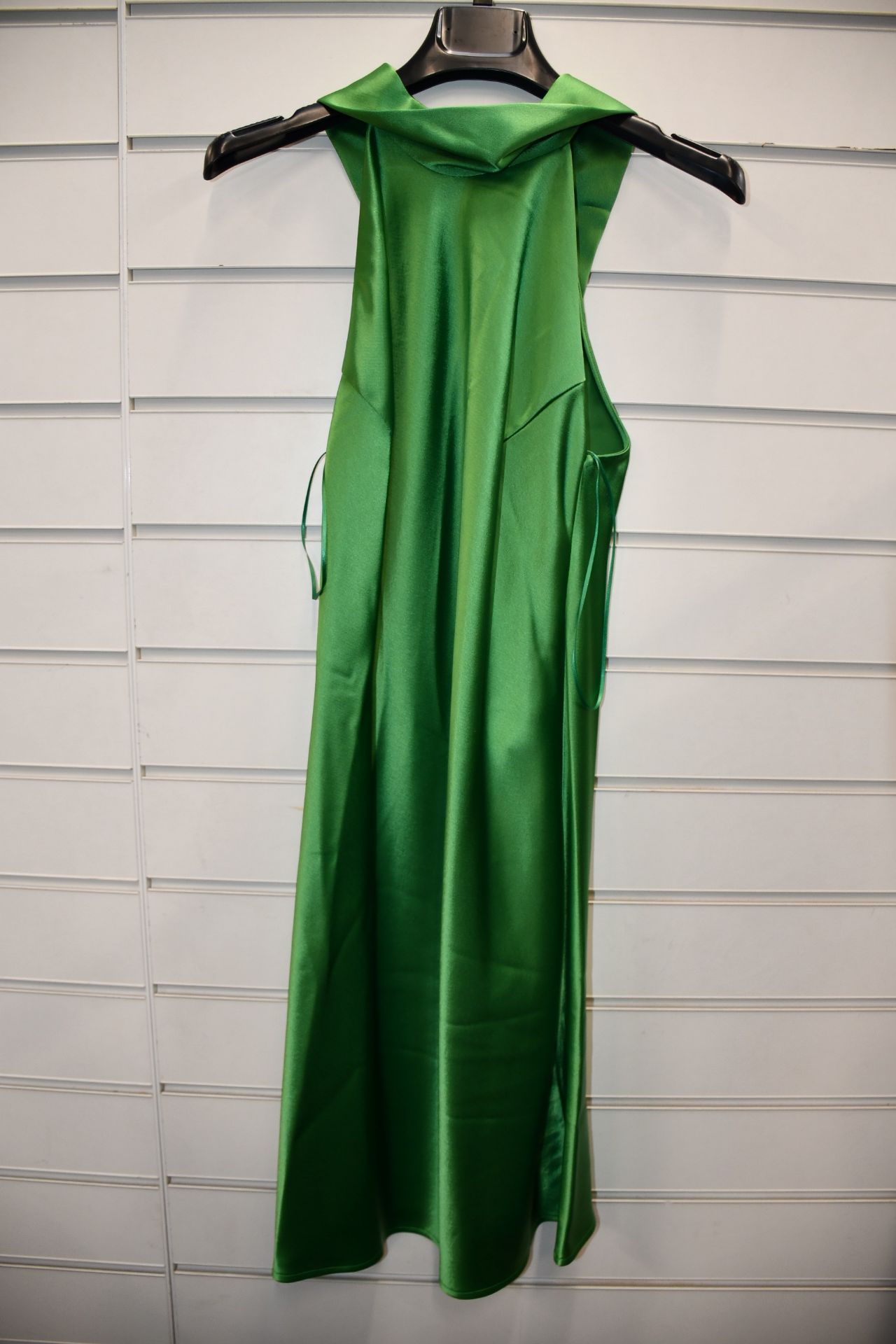 One as new Galvan London Satin Mini Sienna dress size 40 (Jungle green. 120SGCD100404JG).