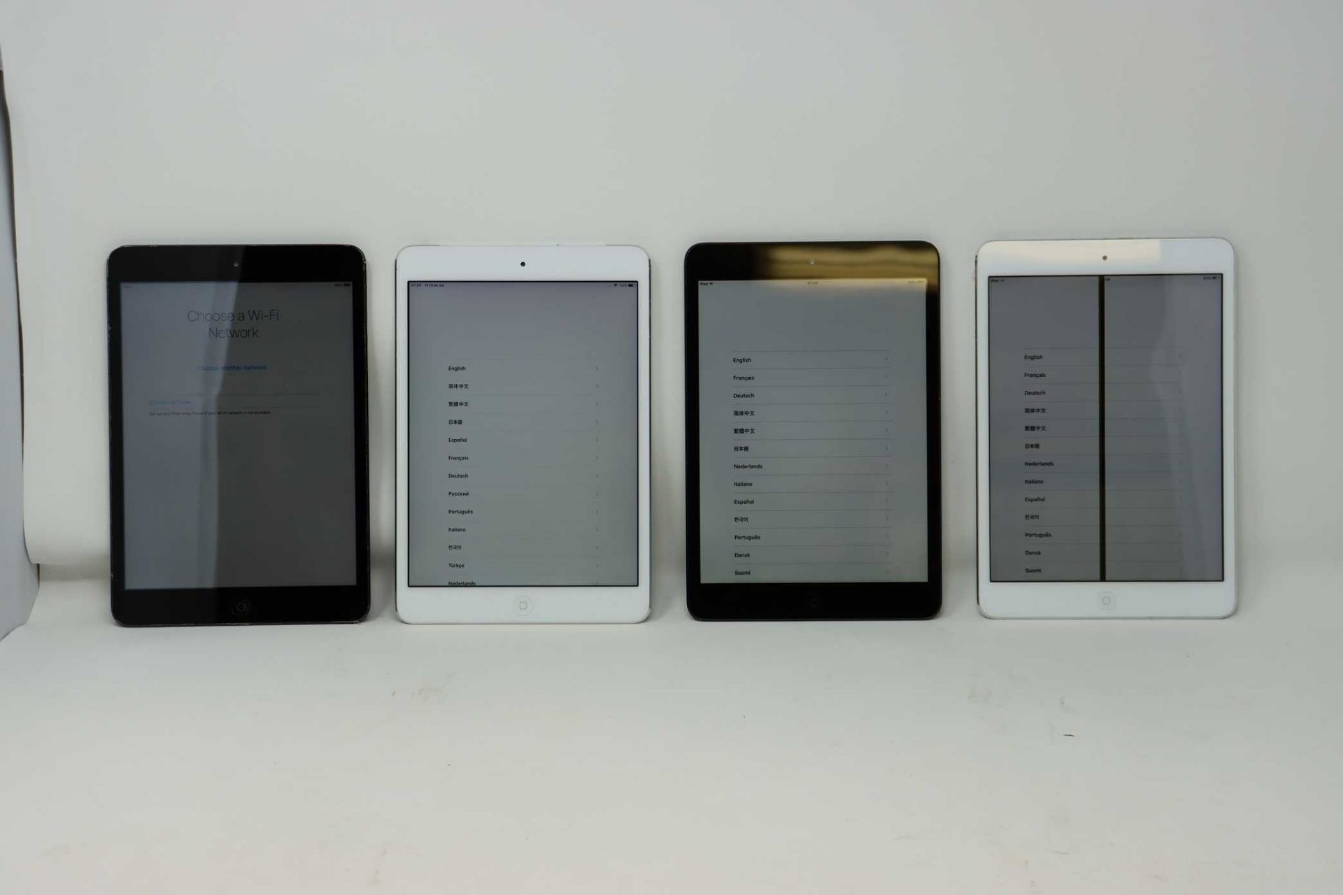 SOLD FOR PARTS: Three pre-owned Apple iPad mini (Wi-Fi Only/1st Gen) A1432; 2 x Black (one with