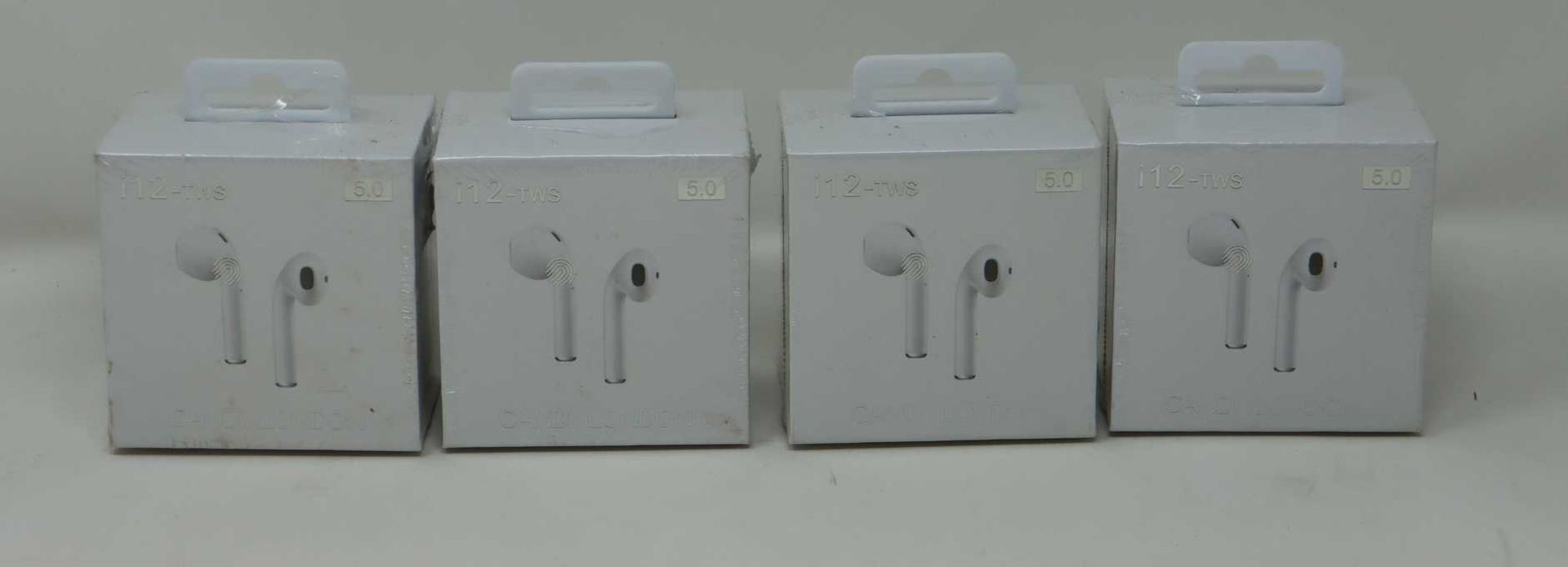 Four boxed as new pair of Candi London i12 TWS Wireless Bluetooth 5.0 Earbuds (Boxes sealed).