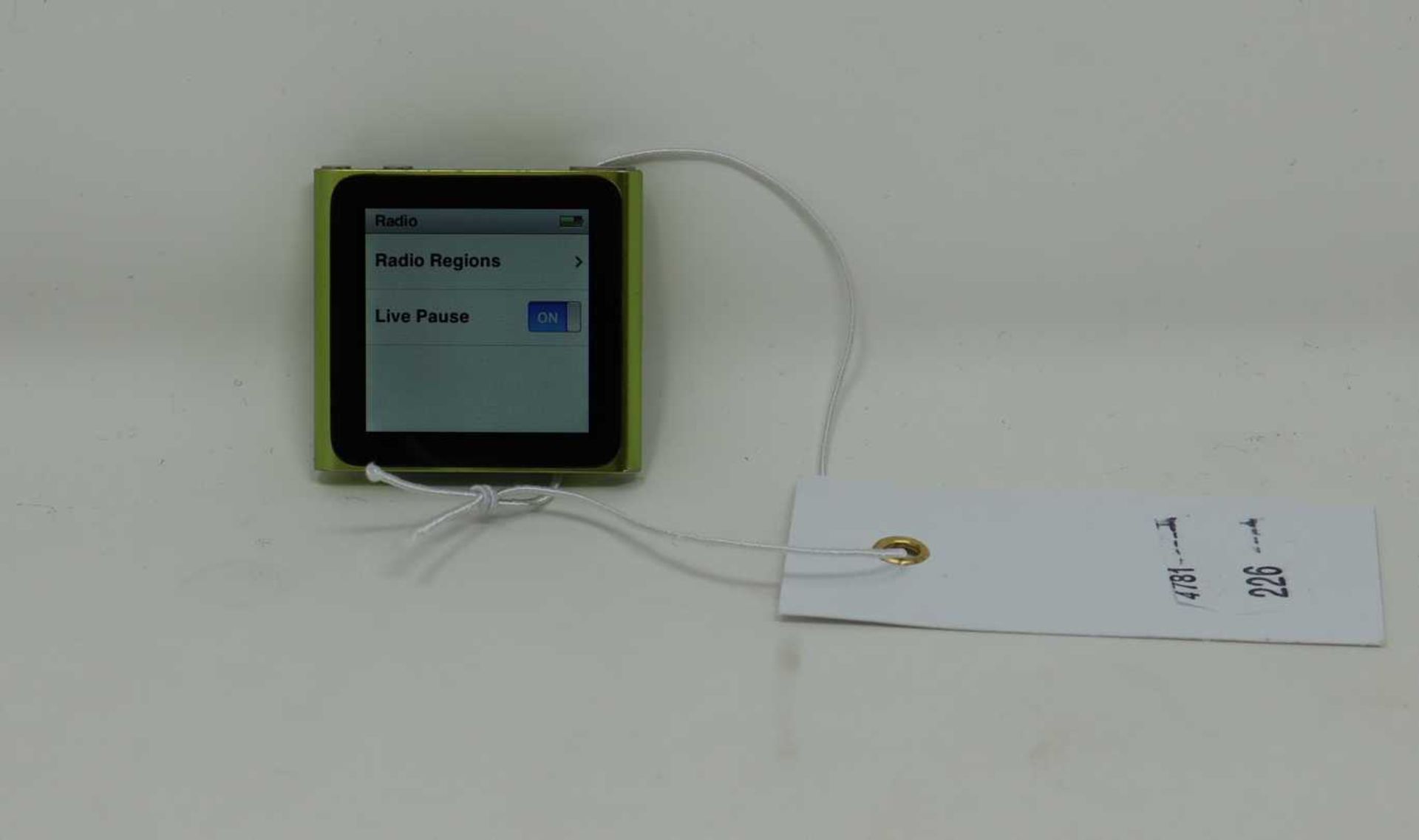 A pre-owned Apple iPod nano (6th Gen/1.54" Multitouch/Clip) A1366 16GB in Green (Some cosmetic