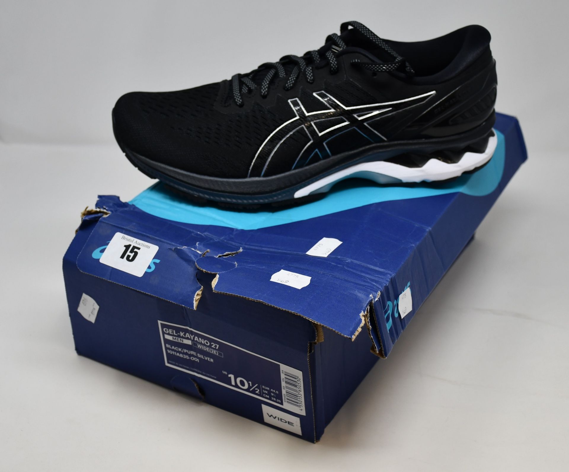 A pair of as new Asics Gel-Kayano 27 trainers (UK 9.5).