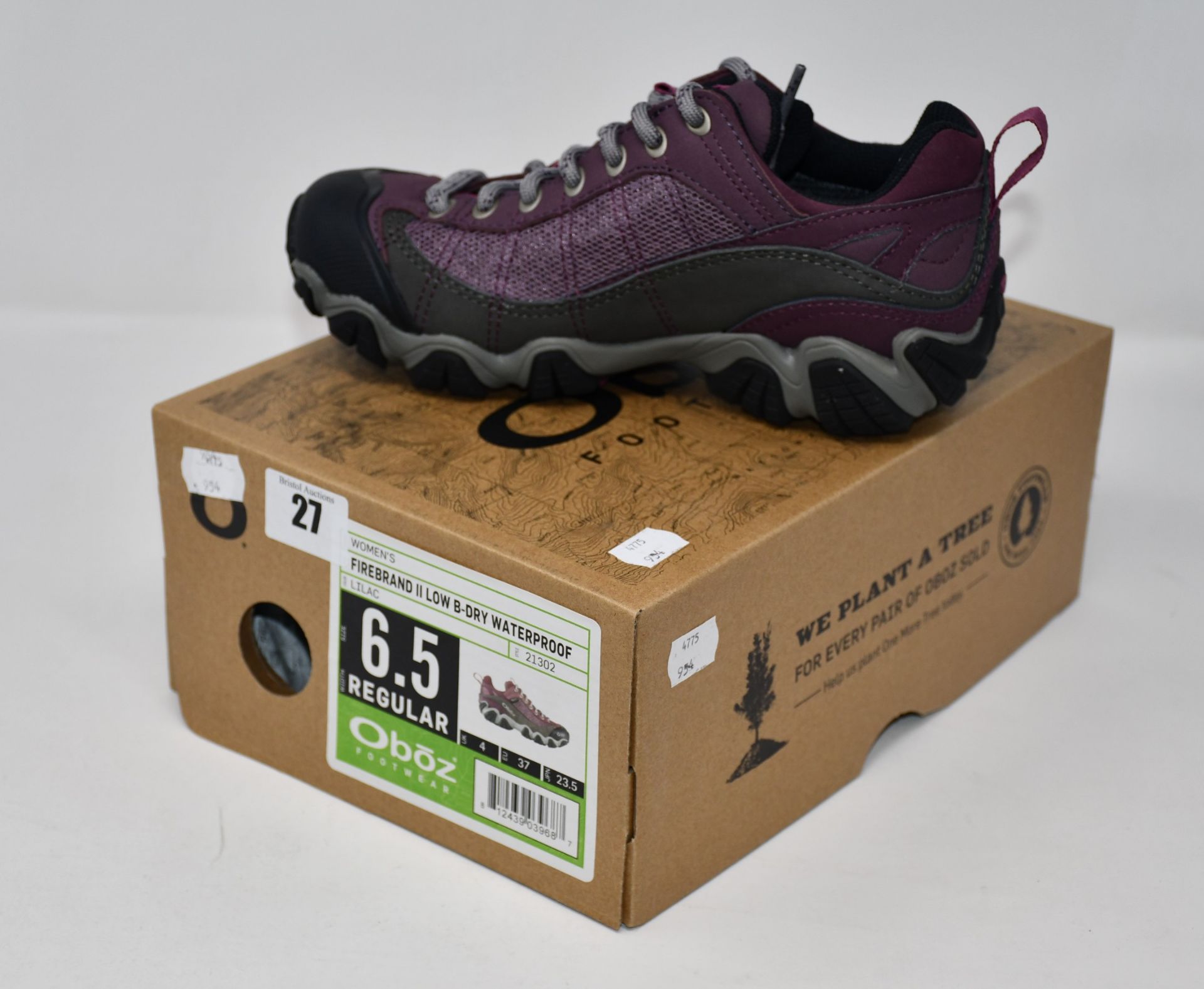 A pair of women's as new Oboz Firebrand II Low B-Dry waterproof hiking shoes (UK 4 - RRP £117).