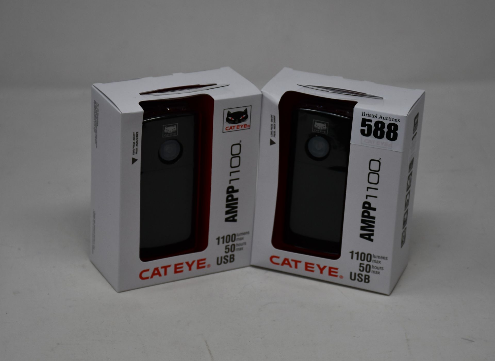 Two boxed as new Cateye AMPP 1100 Front Lights.