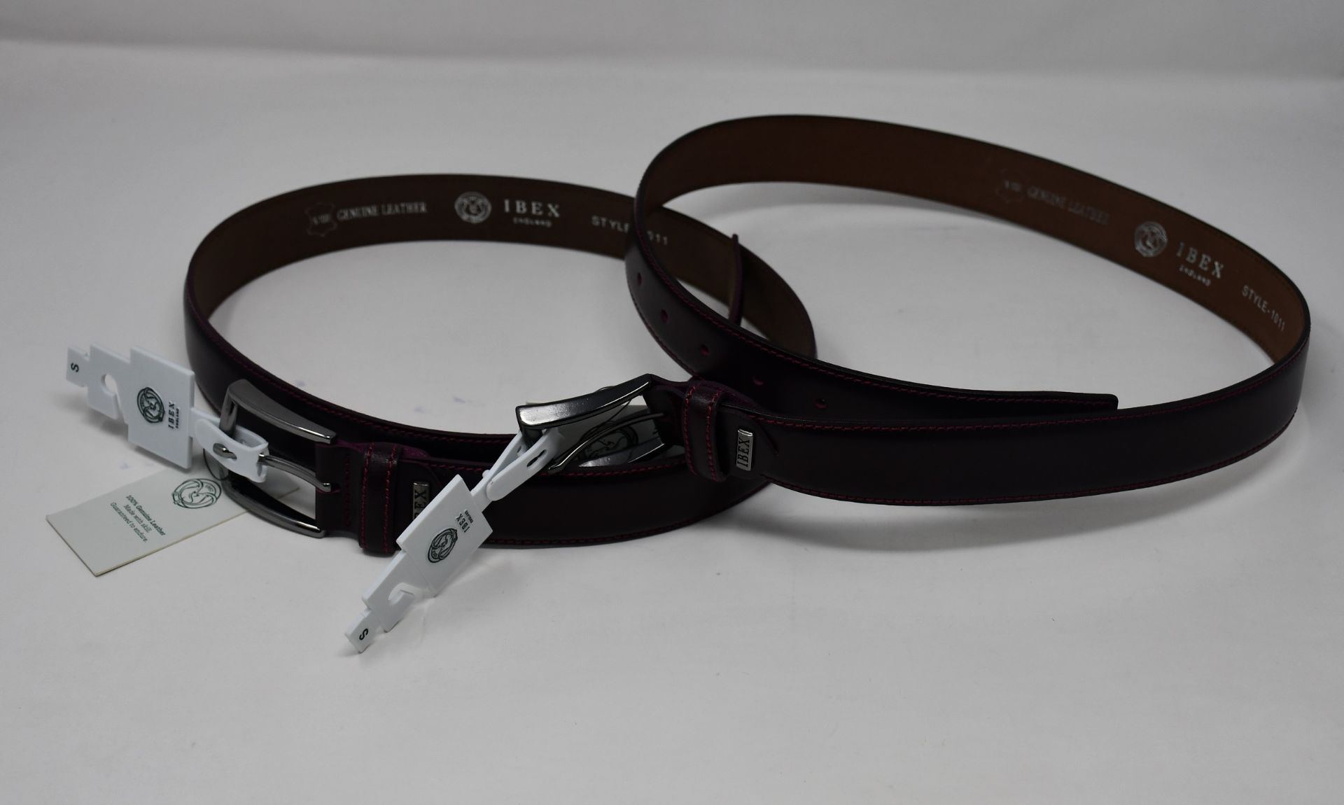 Twenty as new Ibex England leather belts (Assorted sizes).