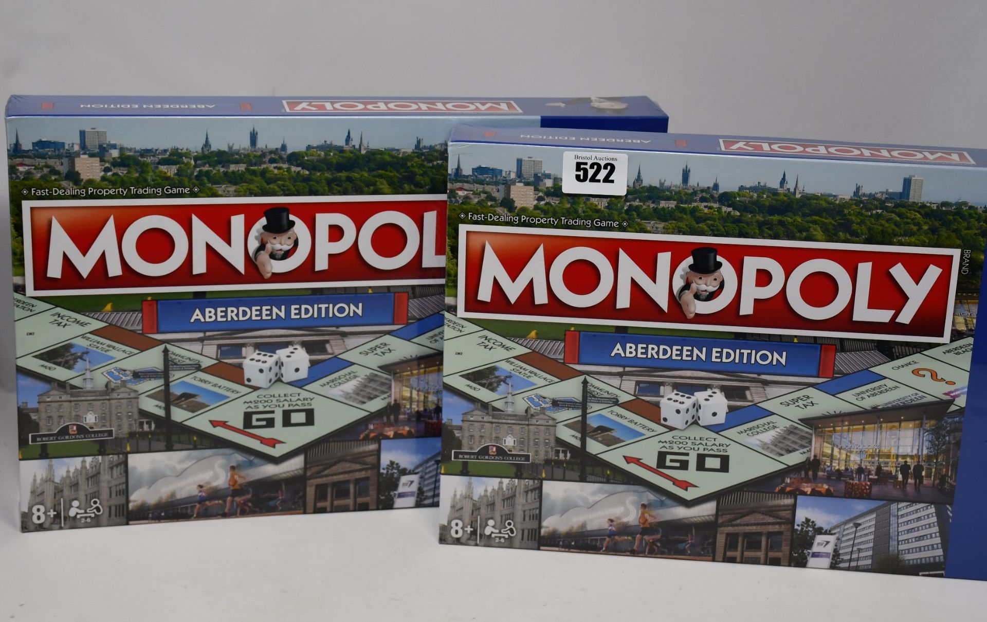 Five boxed as new Monopoly Aberdeen Edition board games.