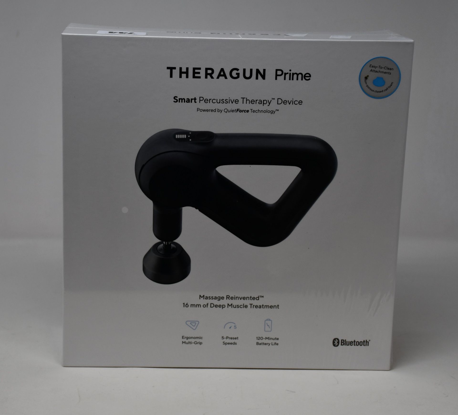One boxed as new Theragun Prime Smart Percussive Therapy Device.