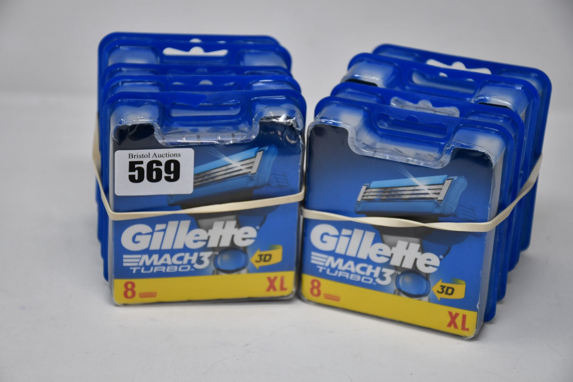 Ten packs of eight as new Gillette Mach3 Turbo 3D razor blades.