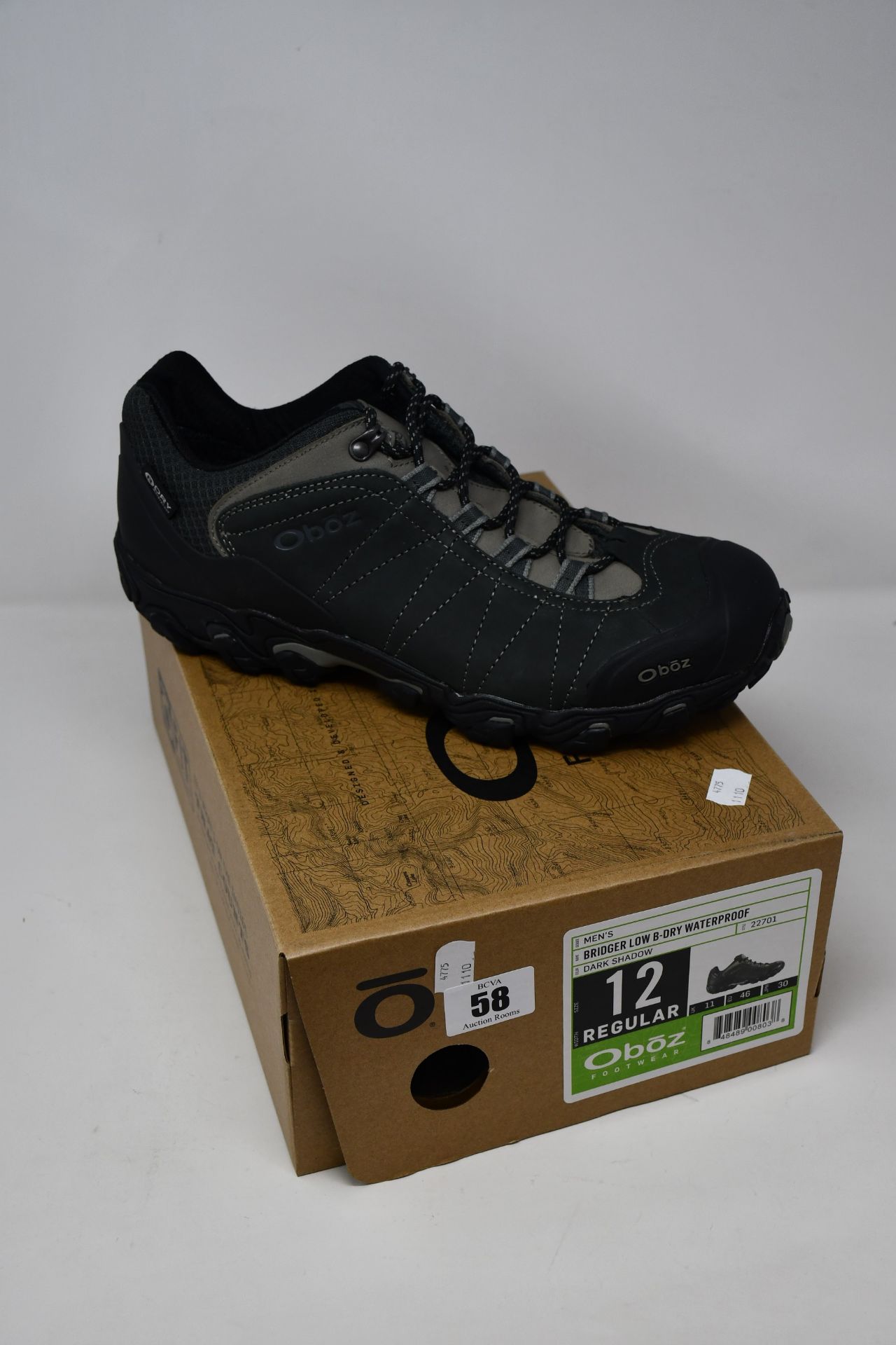 A pair of as new Oboz Bridger Low B-Dry waterproof hiking shoes (UK 11 - RRP £130).