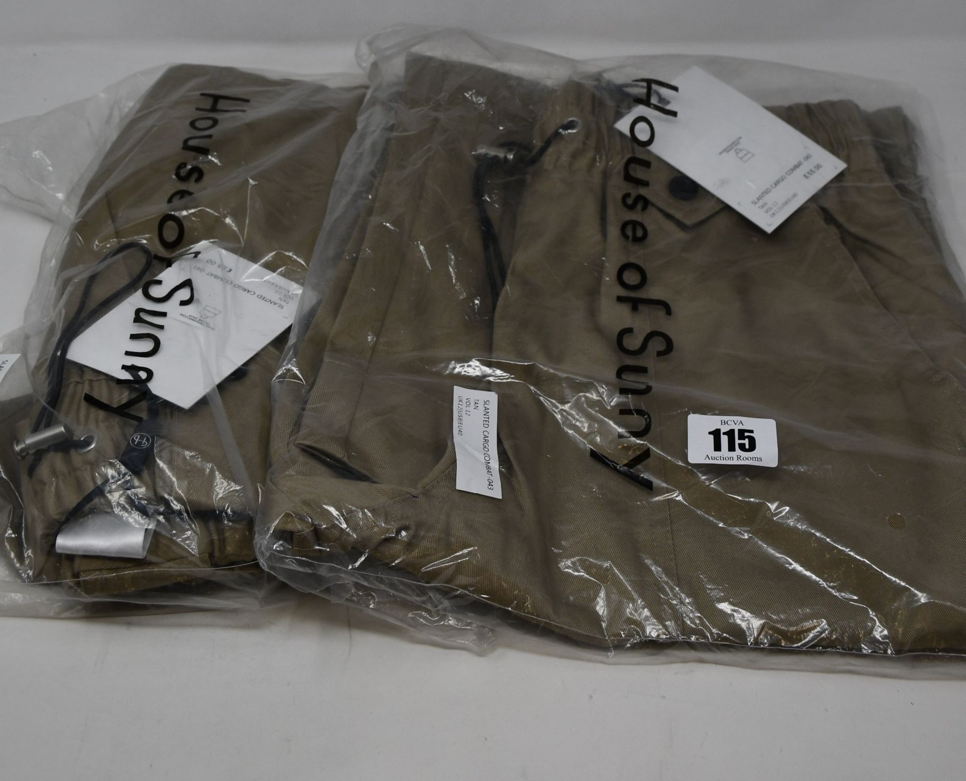 Three pairs of as new House of Sunny Slanted cargo combat pants (UK 8, 10, 12 - RRP £55 each).