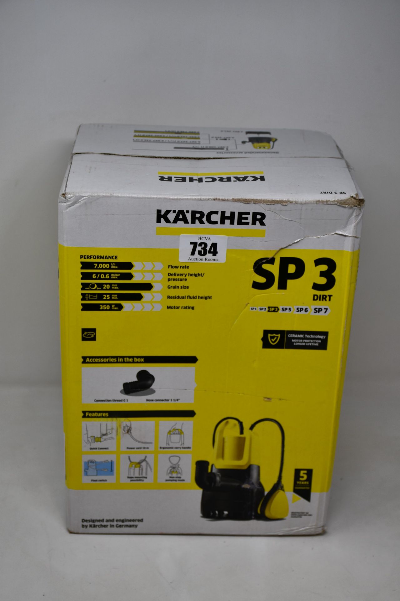 A boxed as new Karcher SP3 submersible dirty water pump (350W).