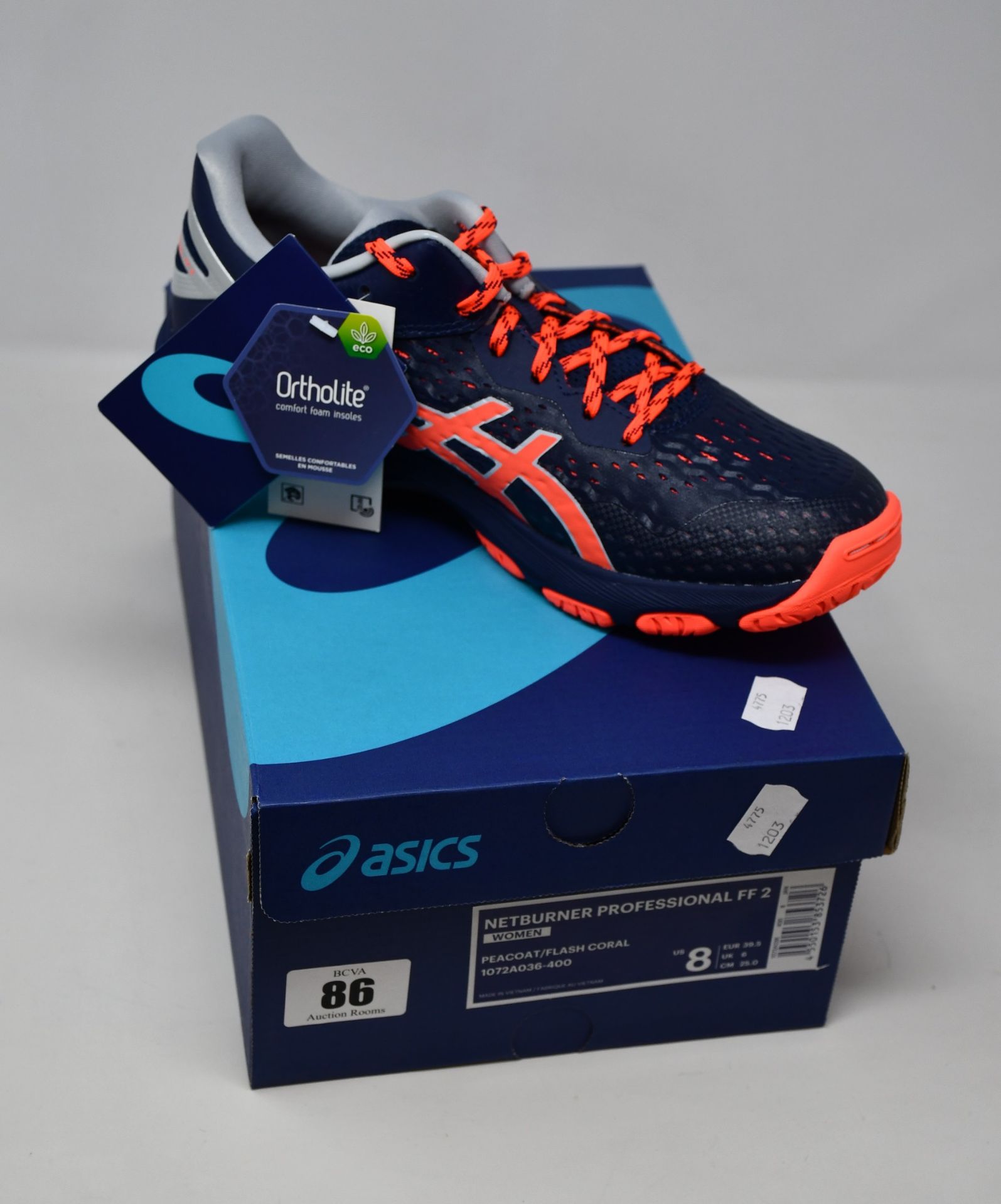 A pair of as new Asics Netburner Super FF 2 trainers (UK 6).