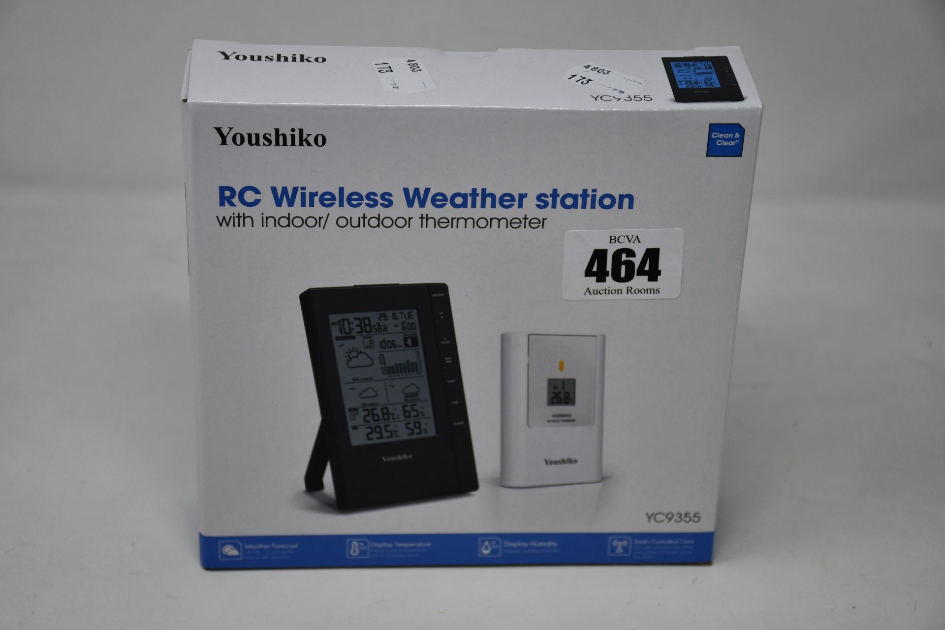 Five boxed as new Youshiko RC Wireless Weather station with indoor/outdoor thermometer (YC9355).