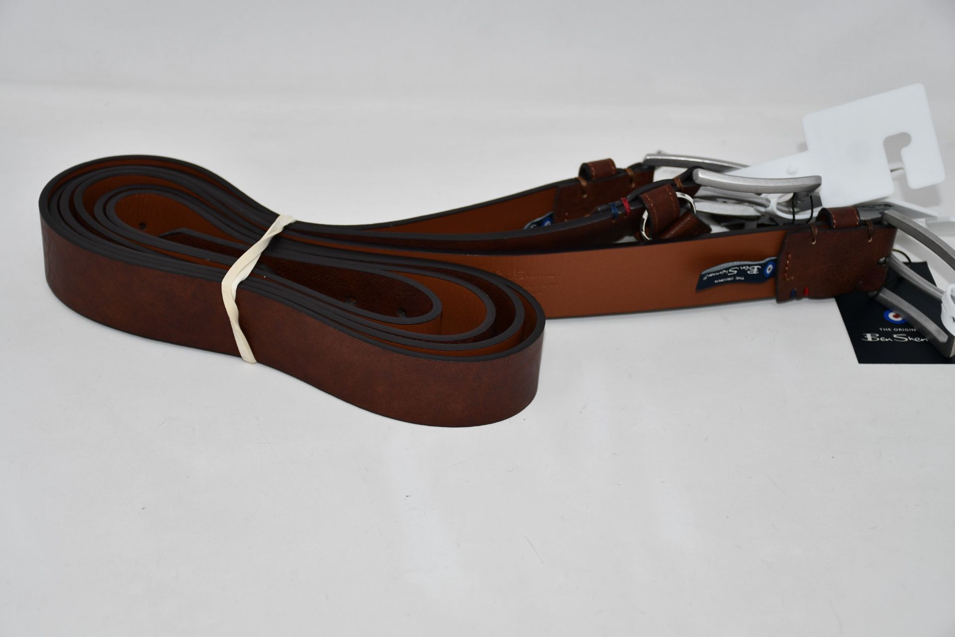 Nine as new Ben Sherman leather belts (Assorted sizes - RRP £21 each).
