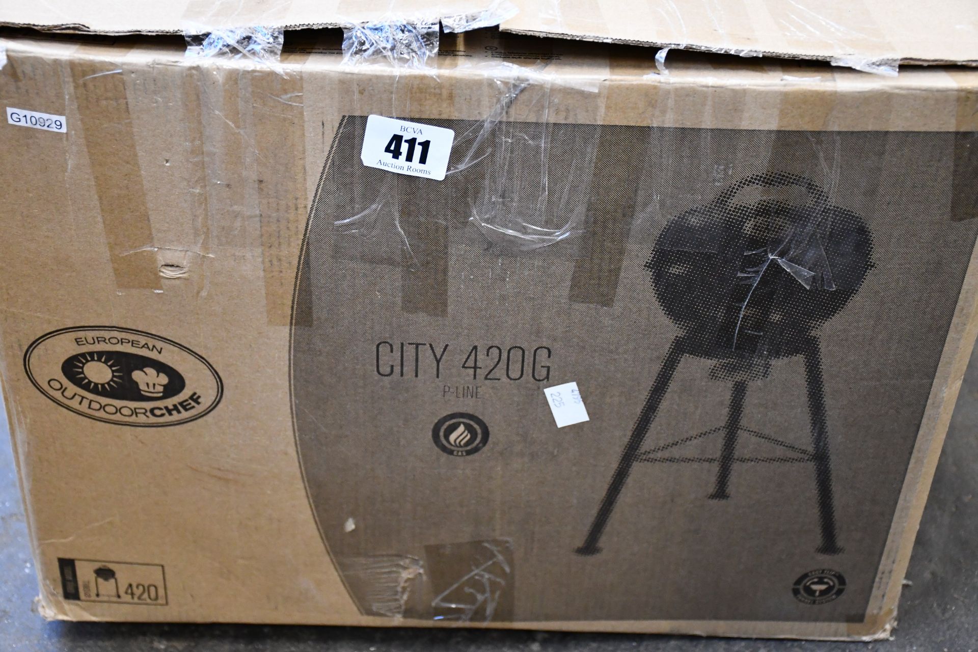 One boxed as new OutdoorChef City gas 420G kettle barbecue.