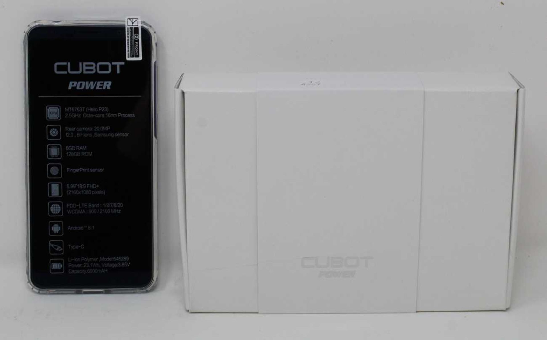A boxed as new Cubot Power Android Smartphone in Blue. 6GB RAM 128GB Storage. Requires UK-USB