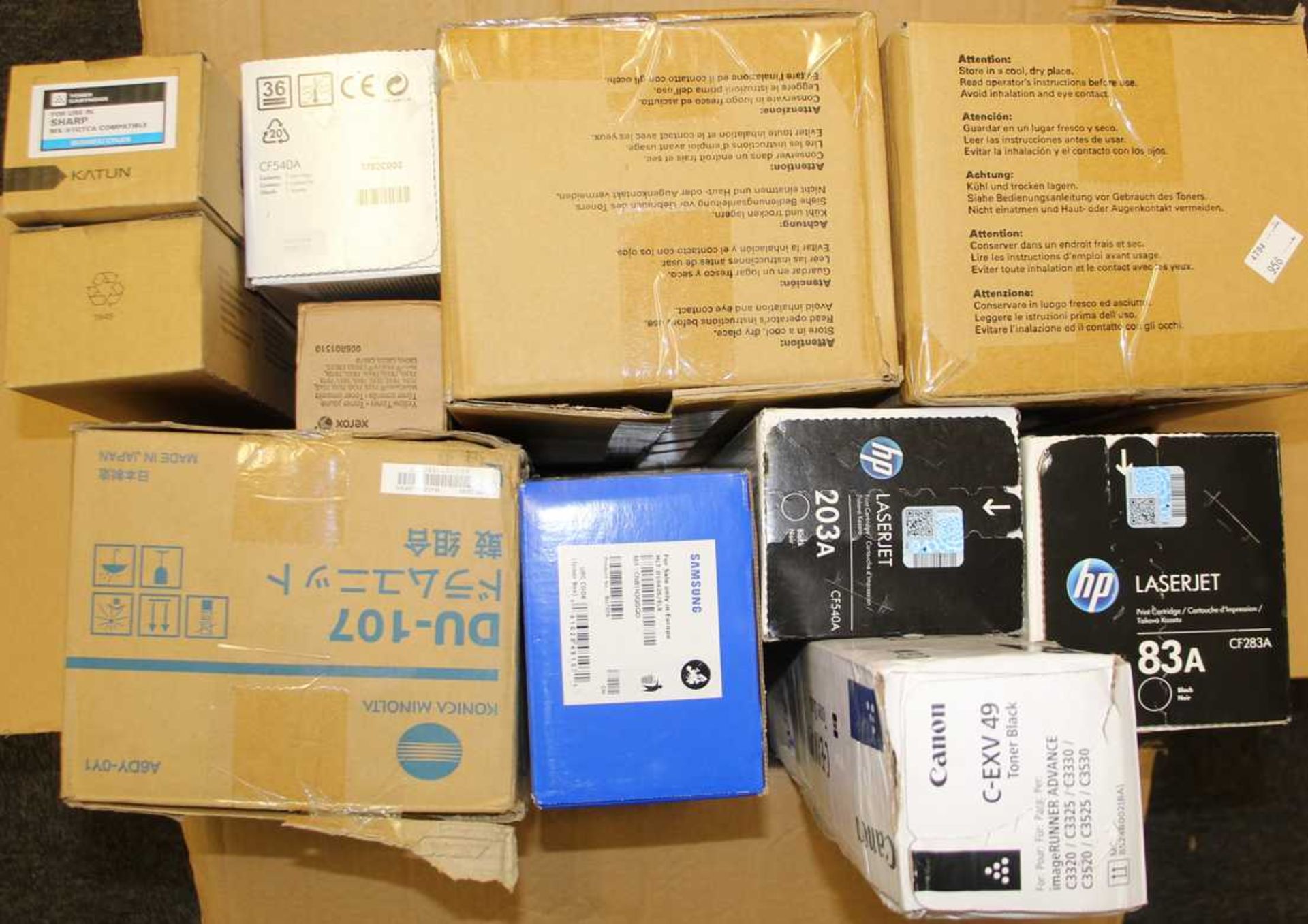 COLLECTION ONLY: A quantity of assorted as new printer ink/toner cartridges including HP, Katun